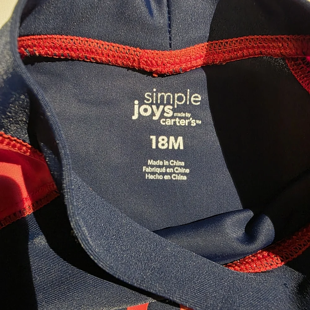 Simple Joys Carter's Toddler Swim Rash Guard Shirt 18 Months Red Blue Anchor